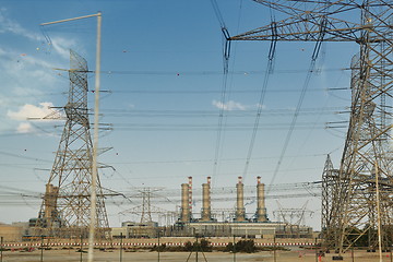 Image showing Electrical power lines and towers
