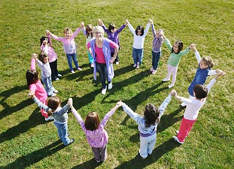 Image showing preschool  kids outdoor have fun