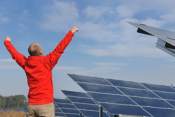 Image showing Male solar panel engineer at work place