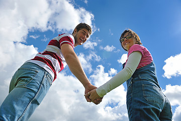 Image showing romantic young couple in love together outdoor