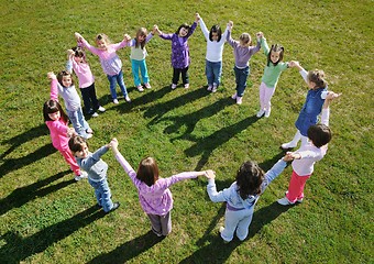 Image showing preschool  kids outdoor have fun