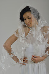 Image showing Portrait of a beautiful woman dressed as a bride