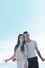 Image showing couple relaxing on balcony