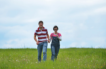 Image showing romantic young couple in love together outdoor