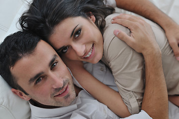 Image showing happy young couple relax at home