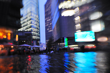 Image showing City night with cars motion blurred light in busy street