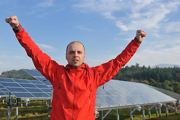 Image showing Male solar panel engineer at work place