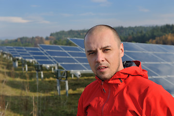 Image showing Male solar panel engineer at work place