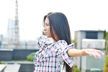 Image showing beautiful young lady posing in garden