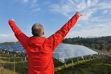 Image showing Male solar panel engineer at work place