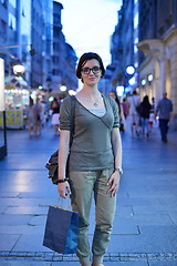 Image showing woman portrait at night in city