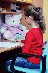 Image showing girl doing homework