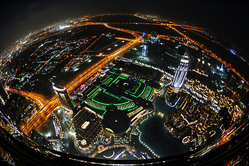 Image showing Panorama of down town Dubai city at night