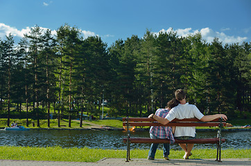 Image showing romantic young couple in love together outdoor