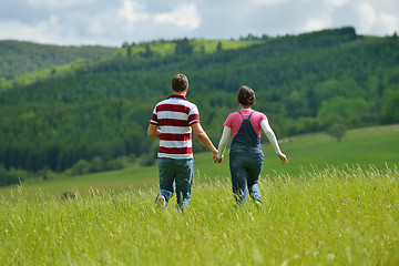 Image showing romantic young couple in love together outdoor