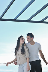 Image showing couple relaxing on balcony