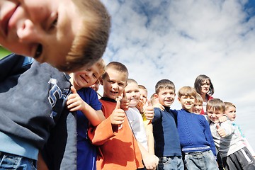 Image showing preschool  kids outdoor have fun