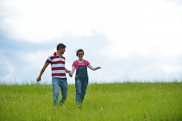 Image showing romantic young couple in love together outdoor