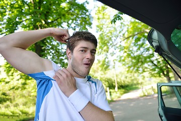 Image showing Young couple jogging at morning