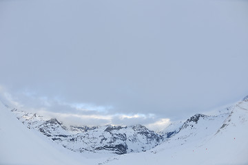 Image showing High mountains under snow in the winter