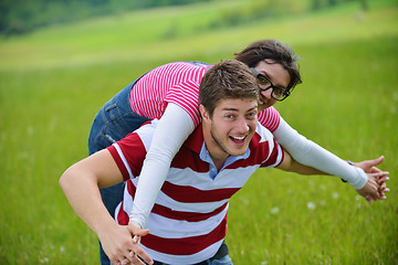 Image showing romantic young couple in love together outdoor