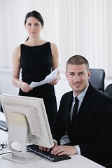 Image showing business people group working in customer and help desk office