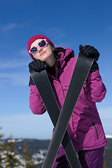 Image showing winter woman ski