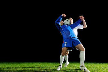 Image showing football players in action for the ball