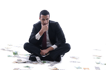 Image showing Business man holding money