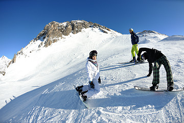 Image showing people group on snow at winter season