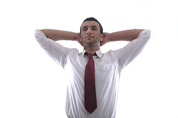 Image showing business man with rope isolated on white background