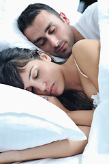 Image showing young couple have good time in their bedroom