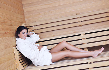 Image showing Young woman take a steam bath