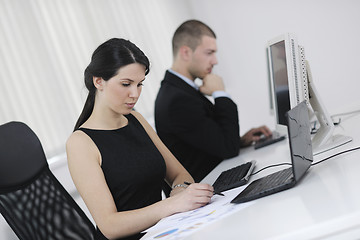 Image showing business people group working in customer and help desk office