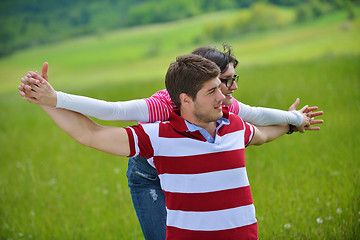 Image showing romantic young couple in love together outdoor