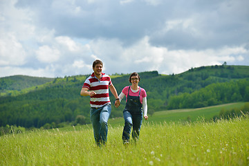 Image showing romantic young couple in love together outdoor