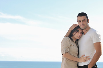 Image showing couple relaxing on balcony