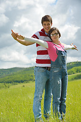 Image showing romantic young couple in love together outdoor