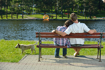 Image showing romantic young couple in love together outdoor