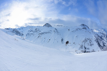 Image showing High mountains under snow in the winter