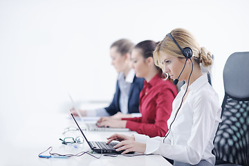 Image showing business woman group with headphones