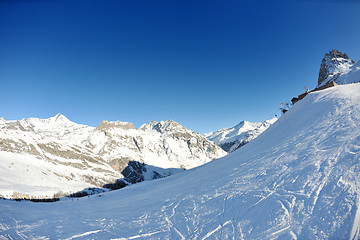 Image showing High mountains under snow in the winter