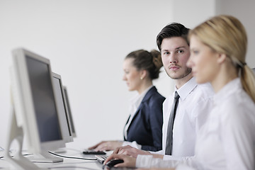 Image showing business people group working in customer and help desk office