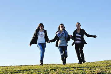 Image showing group of teens have fun outdoor