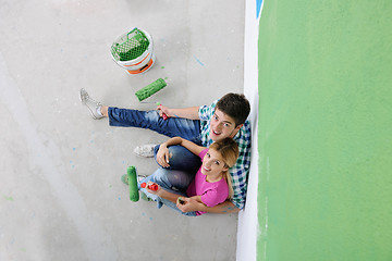 Image showing happy young cople relaxing after painting in new home