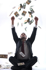 Image showing Business man holding money