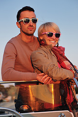 Image showing couple in love  have romantic time on boat