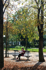 Image showing tourist woman have fun in france