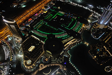 Image showing Panorama of down town Dubai city at night