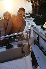 Image showing couple in love  have romantic time on boat